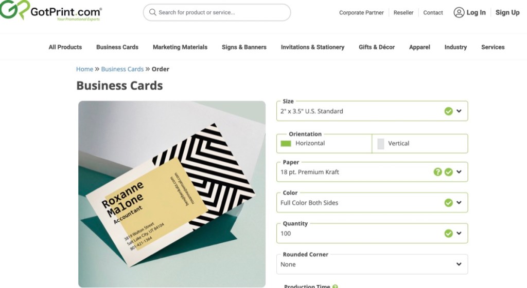GotPrint cheap online custom business card printing service & company