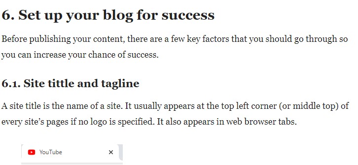 Headings in a blog posts