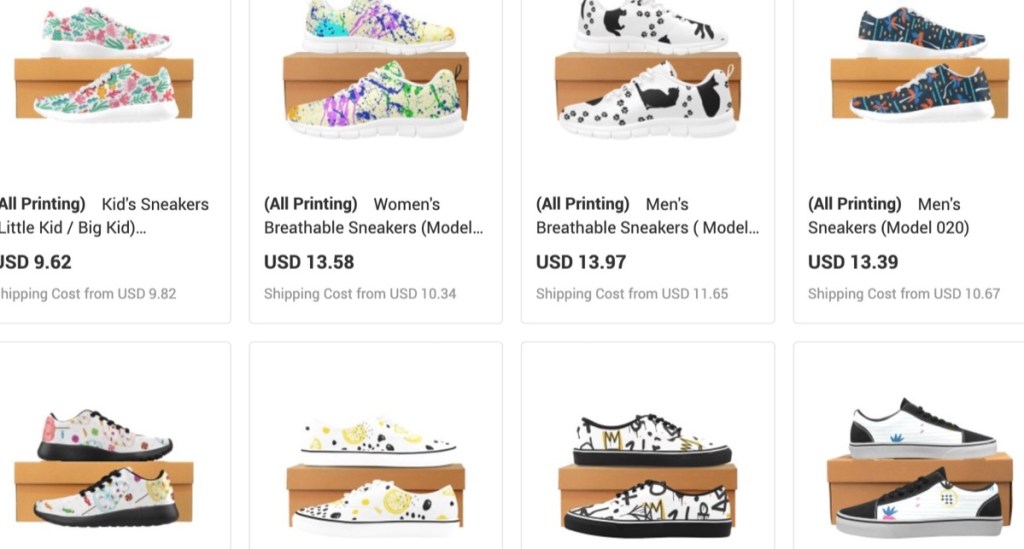 InkedJoy custom shoes & sneakers print-on-demand supplier for Etsy