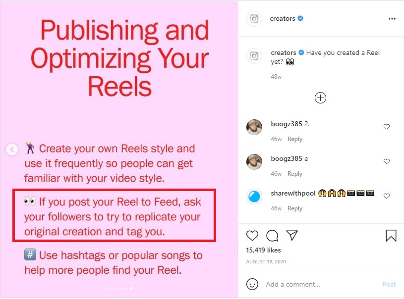 Instagram talks about replicating Reels