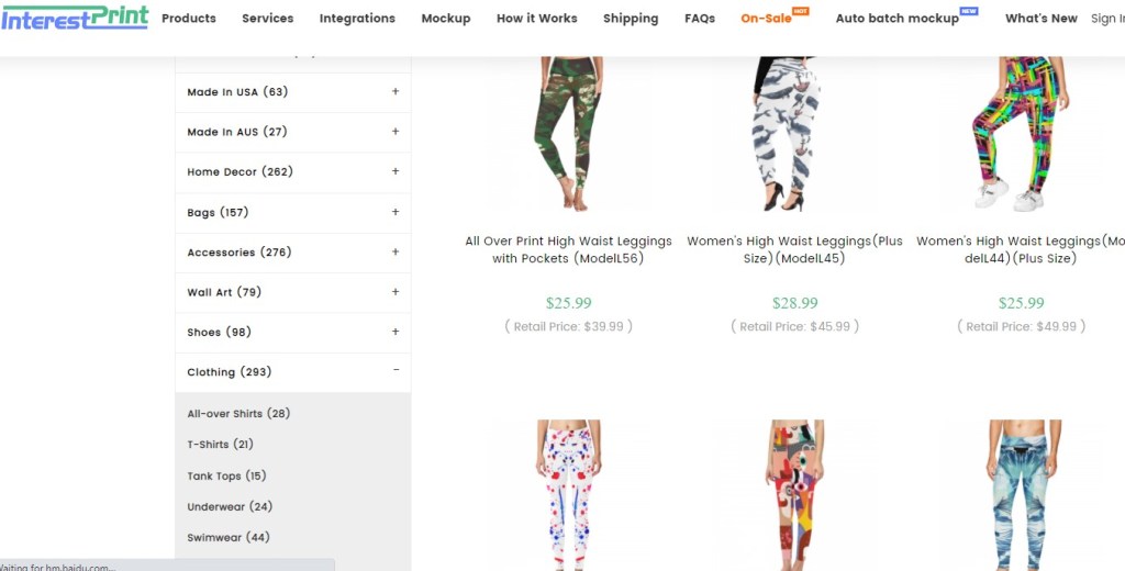 InterestPrint yoga pant & legging print-on-demand company