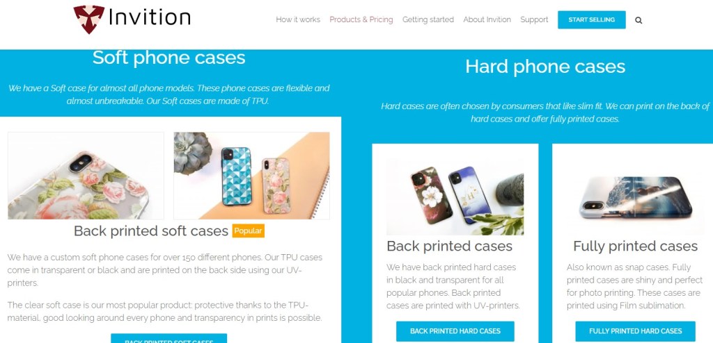 Invition phone case print-on-demand company