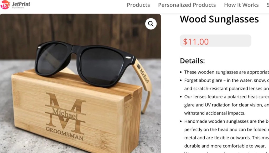 JetPrint custom sunglasses print-on-demand company