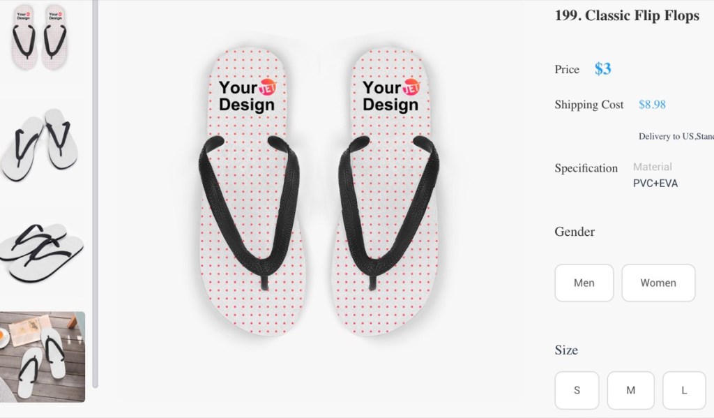 JetPrint custom flip flops print-on-demand supplier