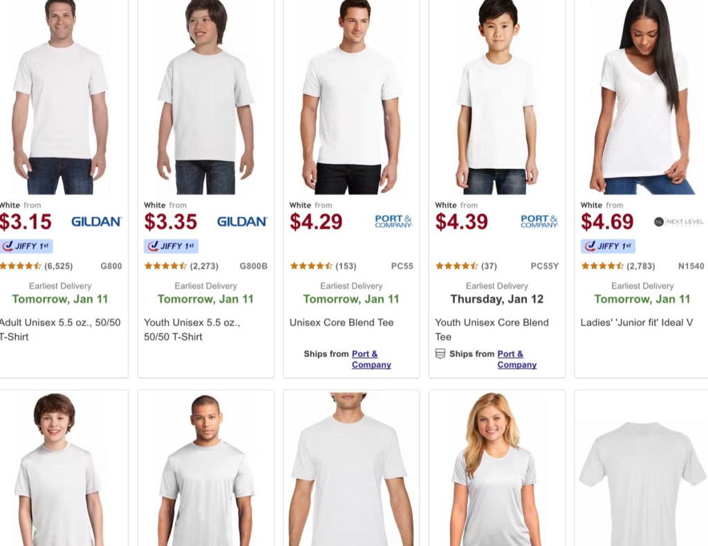 JiffyShirts wholesale sublimation blank t-shirt supplier