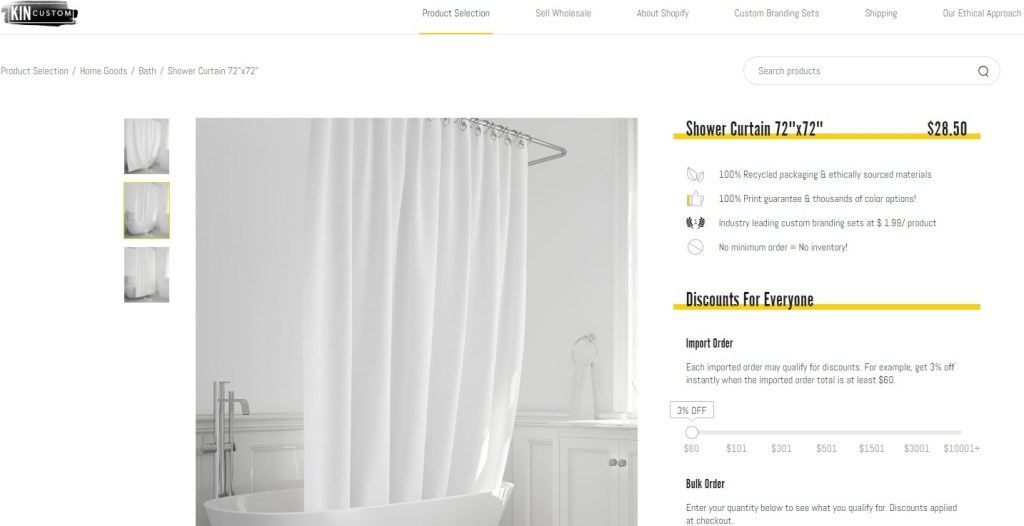 KinCustom shower curtain print-on-demand company
