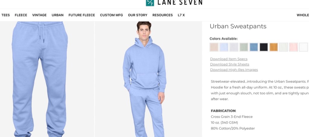 Lane Seven Apparel custom joggers & sweatpants manufacturer in the USA