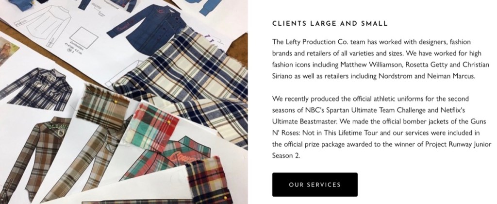 Lefty Production Co custom knitwear manufacturer in the USA