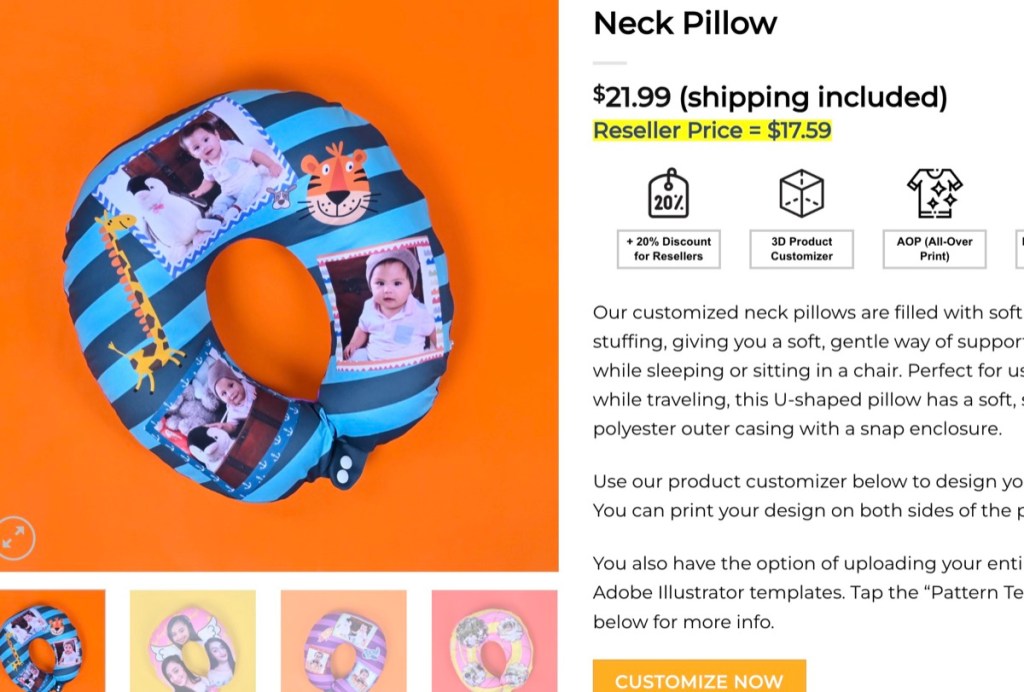 Merchiful custom travel neck pillow print-on-demand supplier