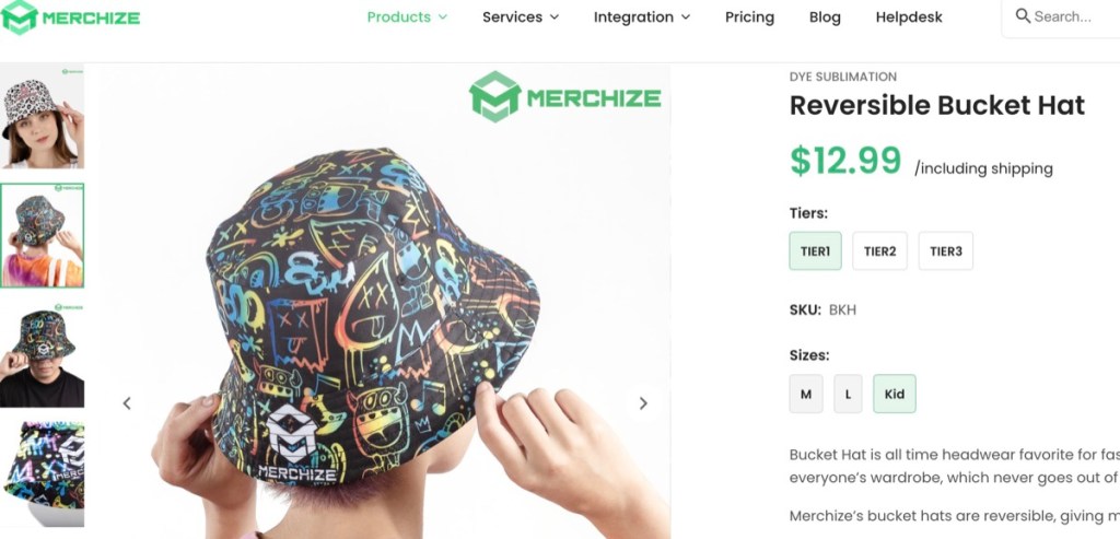 Merchize custom bucket hat print-on-demand supplier
