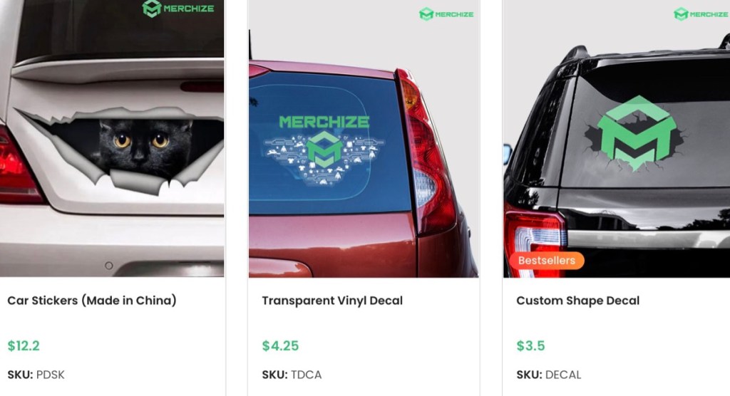 Merchize car bumper sticker print-on-demand supplier