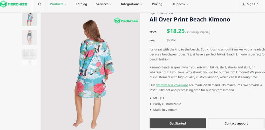 Merchize kimono & robe print-on-demand company