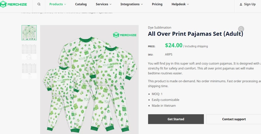 Merchize pajama print-on-demand company
