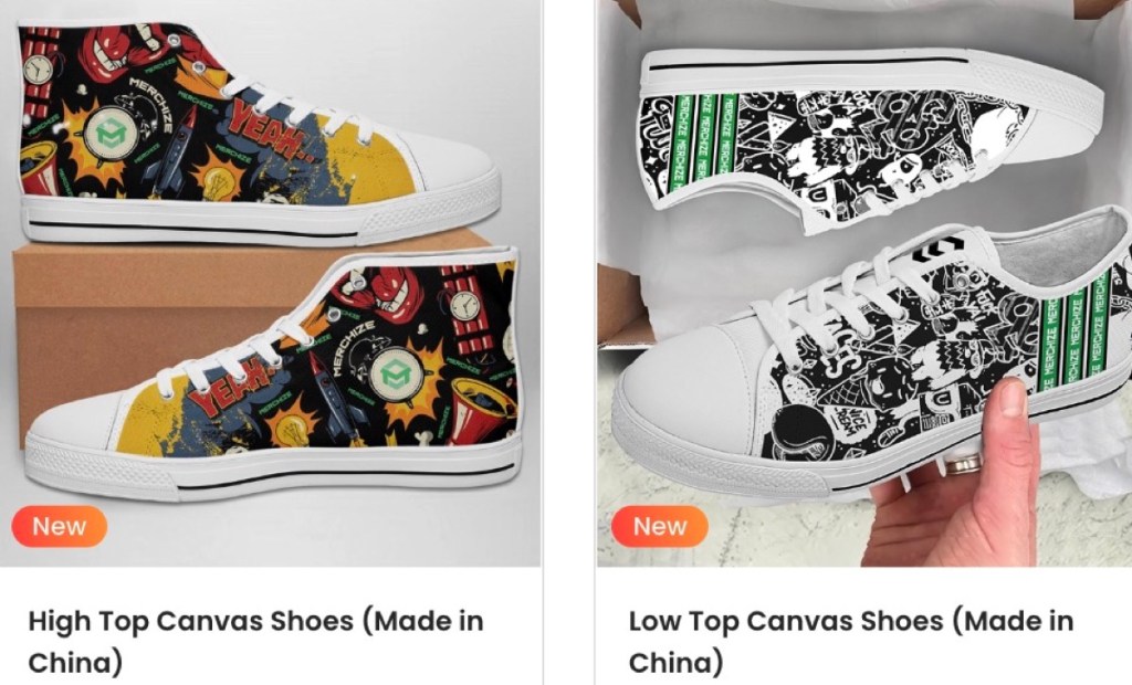 Merchize shoes & sneakers print-on-demand suppliers for Shopify