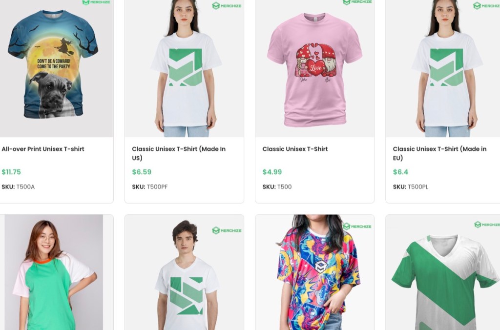 Merchize t-shirt print-on-demand supplier for Shopify