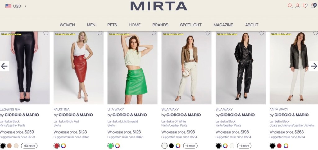 Mirta luxury & brand designer fashion clothing wholesaler