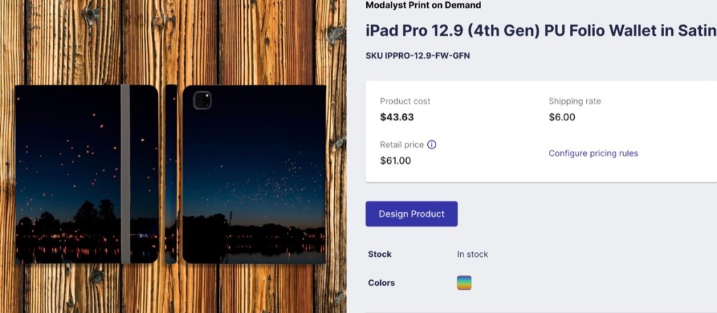 Modalyst iPad case print-on-demand supplier