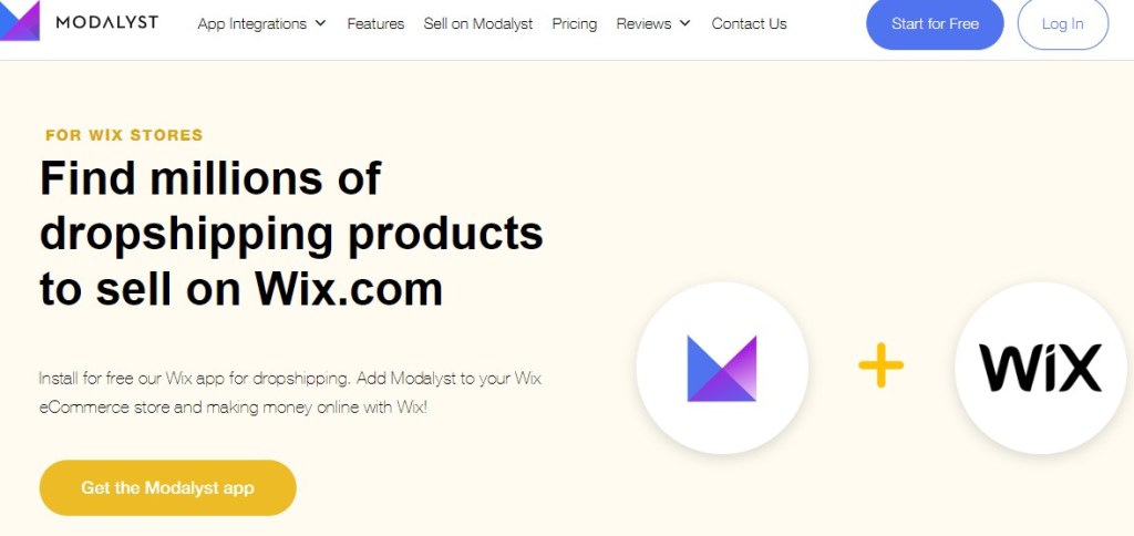 Modalyst Wix dropshipping app & supplier