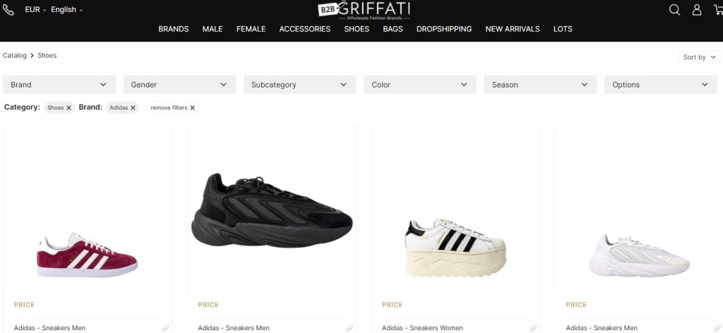 Nike & Adidas dropshipping shoes on Griffati