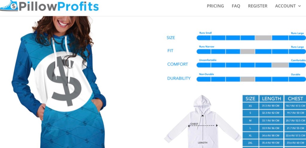 PillowProfits custom hoodie dress print-on-demand supplier
