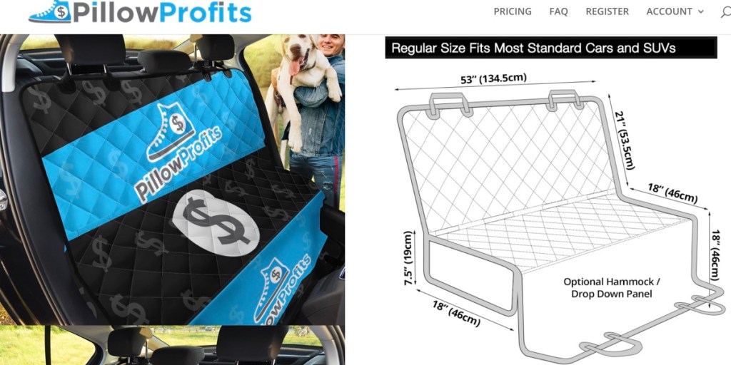 PillowProfits custom pet car seat cover print-on-demand supplier