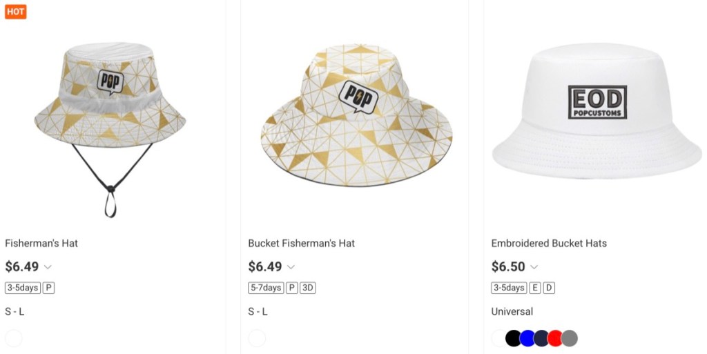 POPCustoms custom bucket hat print-on-demand supplier