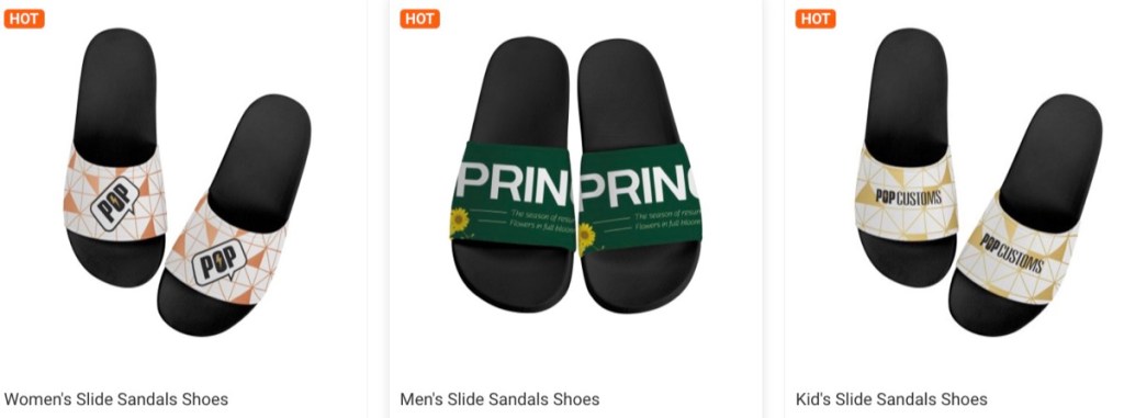 Popcustoms custom slides & sandals print-on-demand supplier