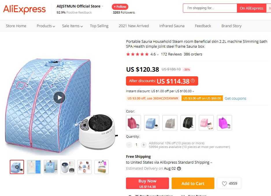 Portable steam sauna high-ticket dropshipping product