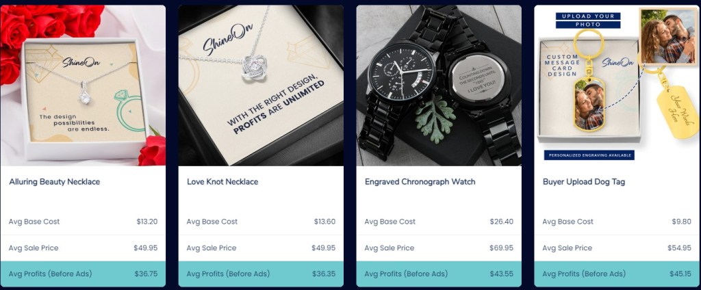 Shineon jewelry & watches print-on-demand dropshipping supplier