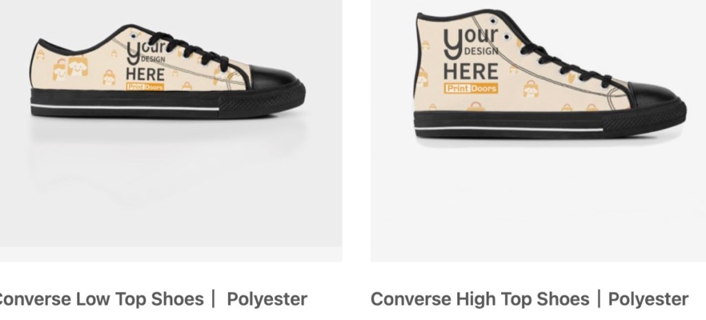 PrintDoors custom shoes & sneakers print-on-demand supplier for Etsy