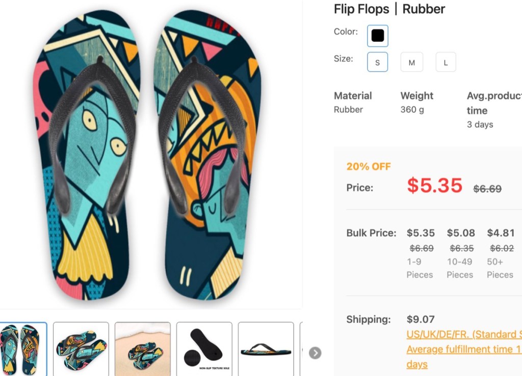 PrintDoors custom flip flops print-on-demand supplier