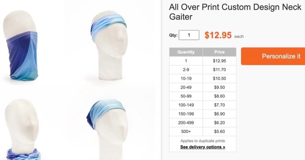 PrinterStudio custom neck gaiter print-on-demand supplier