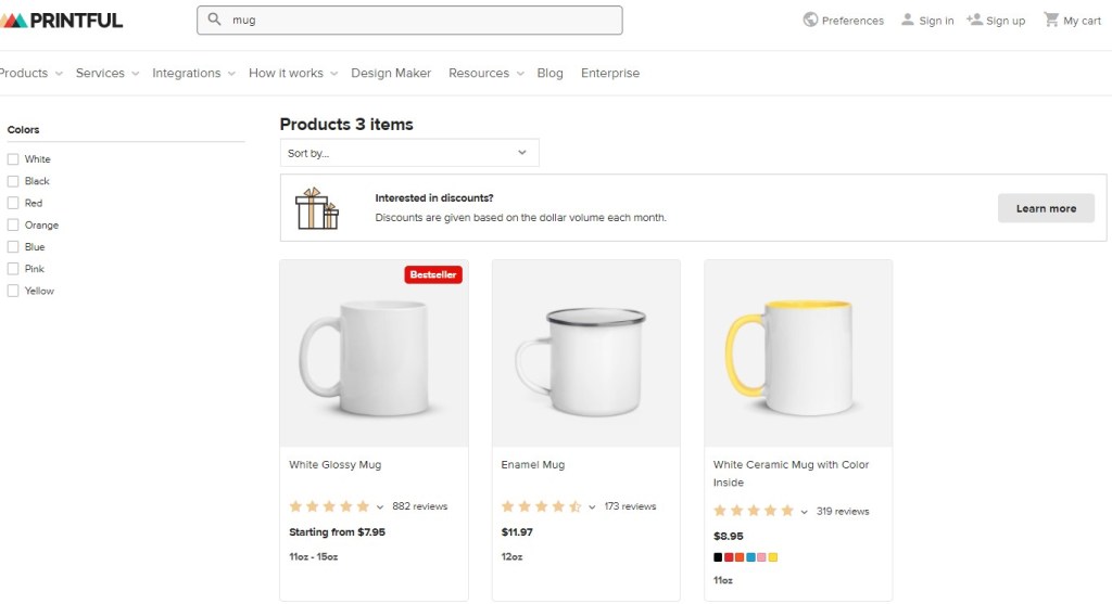 Printful cup & mug print-on-demand company