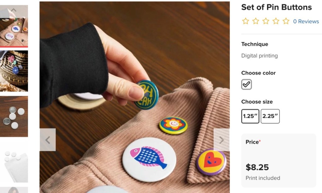 Printful custom pin button print-on-demand supplier
