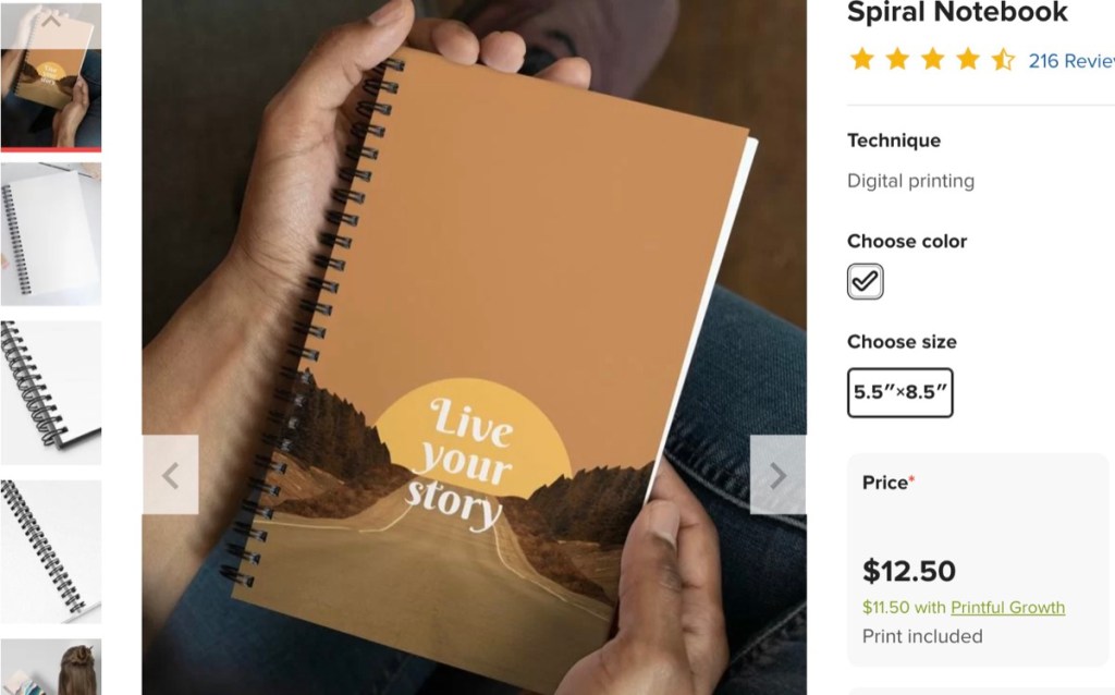Printful spiral notebook print-on-demand supplier