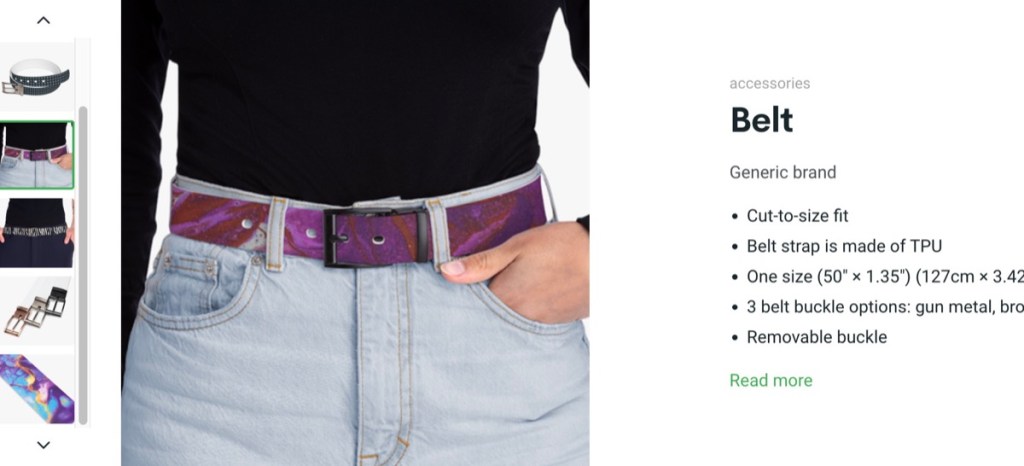 Printify custom belt print-on-demand supplier