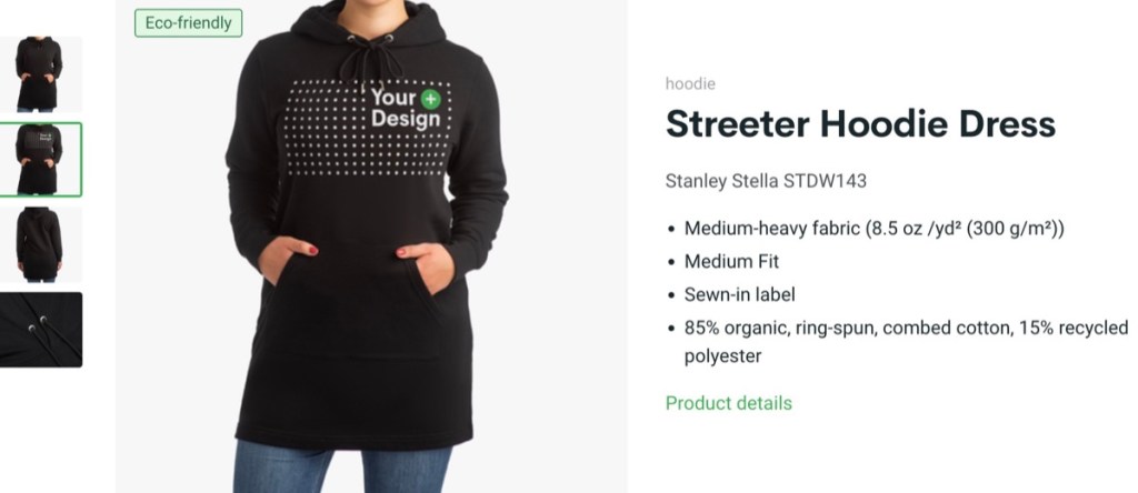 Printify custom hoodie dress print-on-demand supplier