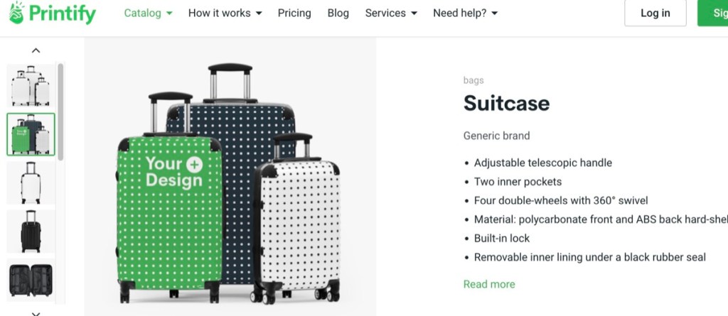 Printify custom luggage & suitcase print-on-demand supplier