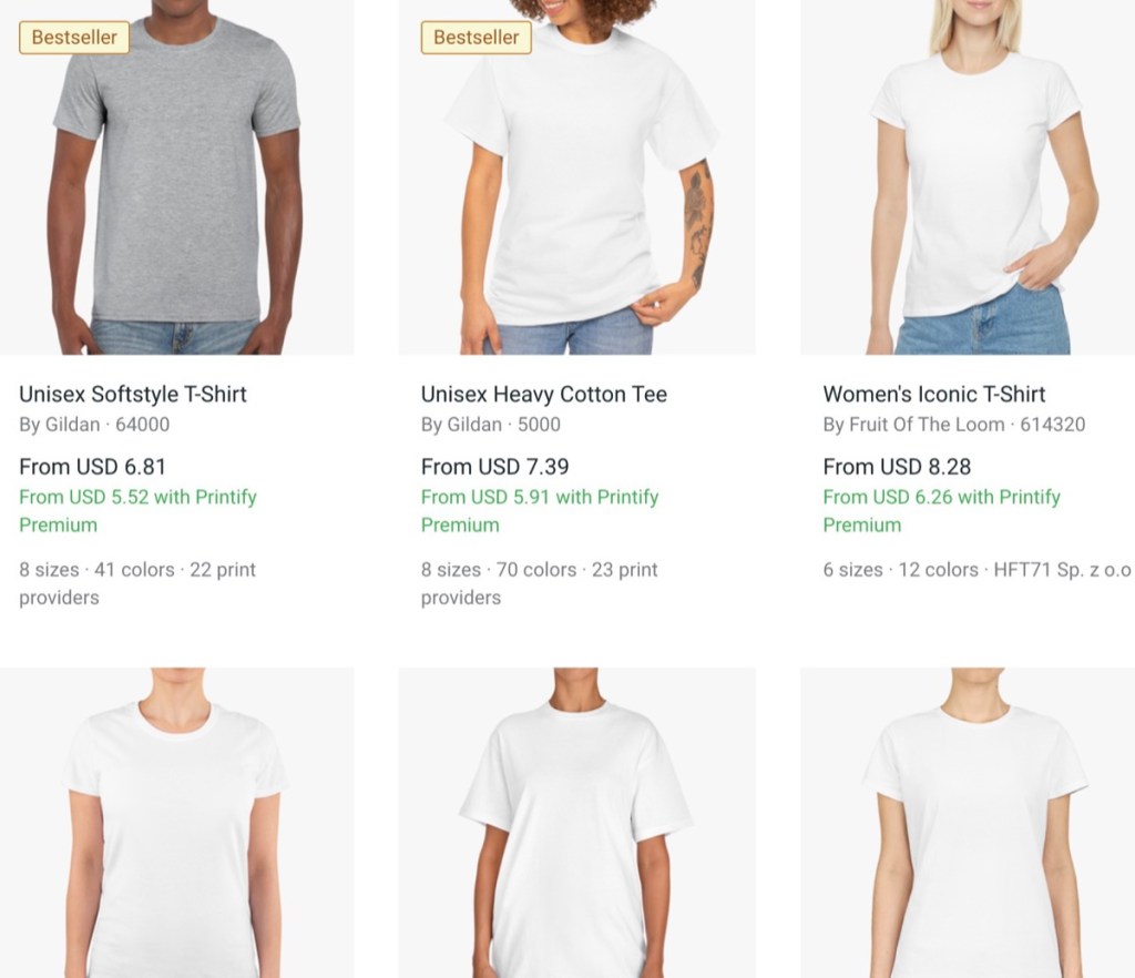 Printify t-shirt print-on-demand supplier for Shopify