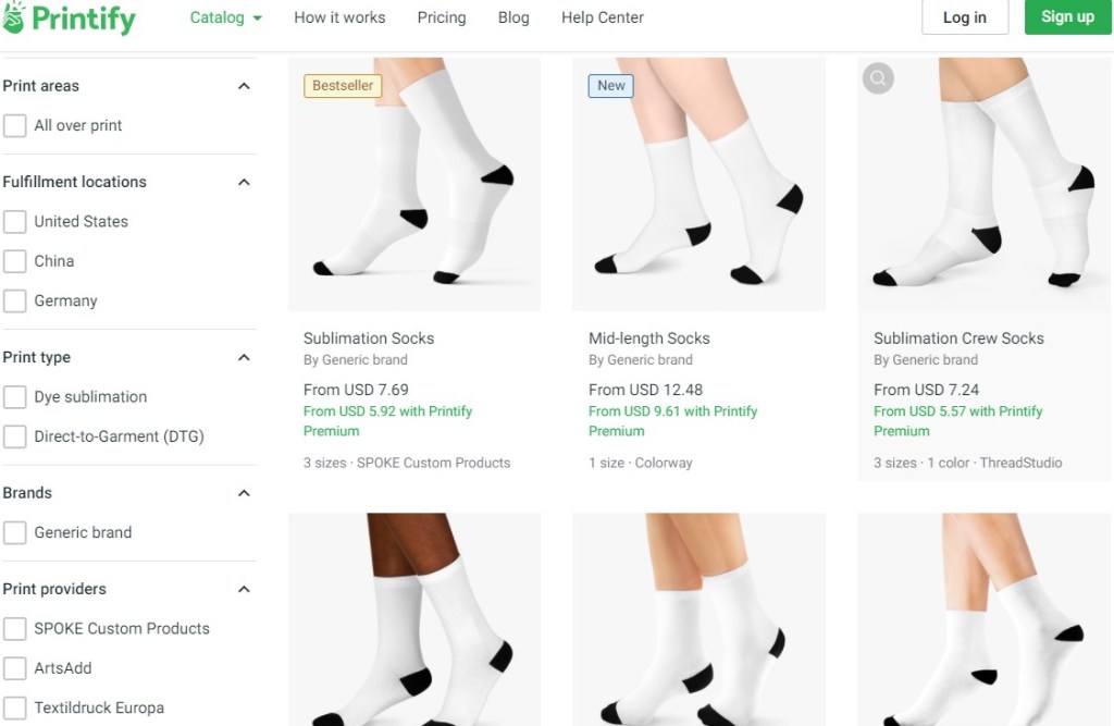 Printify sock & stocking print-on-demand company