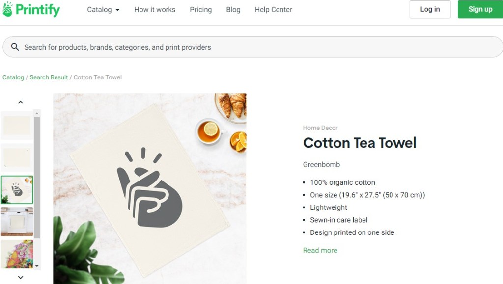 Printify tea towel print-on-demand company