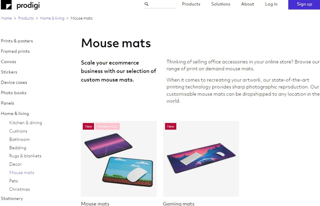 Prodigi desk mat & mouse pad print-on-demand company
