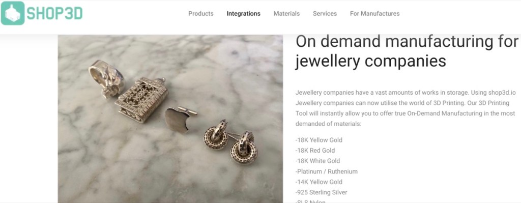 Shop3D jewelry print-on-demand supplier for Etsy