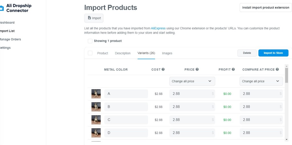 ShopBase import list