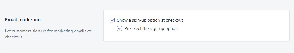 Shopify email marketing settings