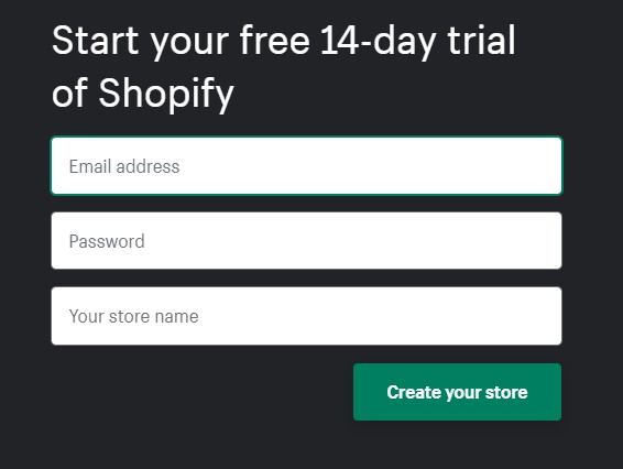 Shopify signup form
