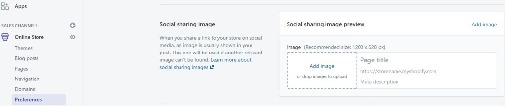 Shopify social sharing image setting