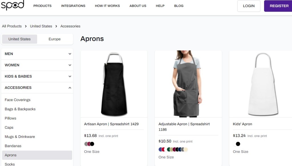 SPOD apron print-on-demand company