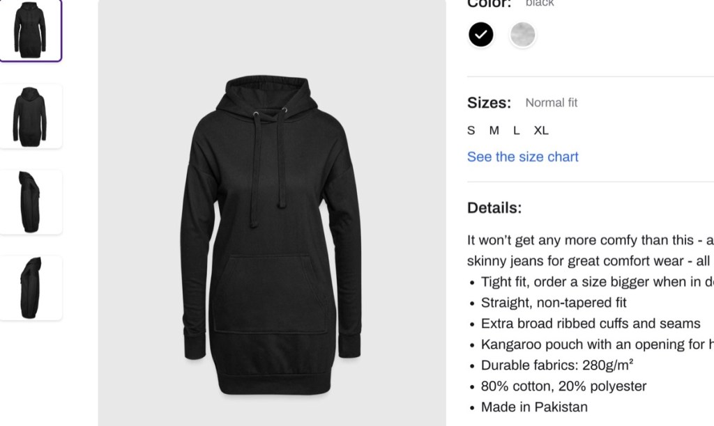 SPOD custom hoodie dress print-on-demand supplier