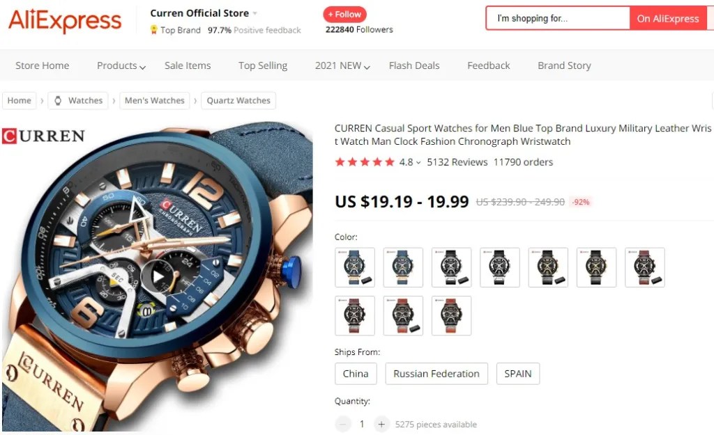 Sport watch dropshipping product example